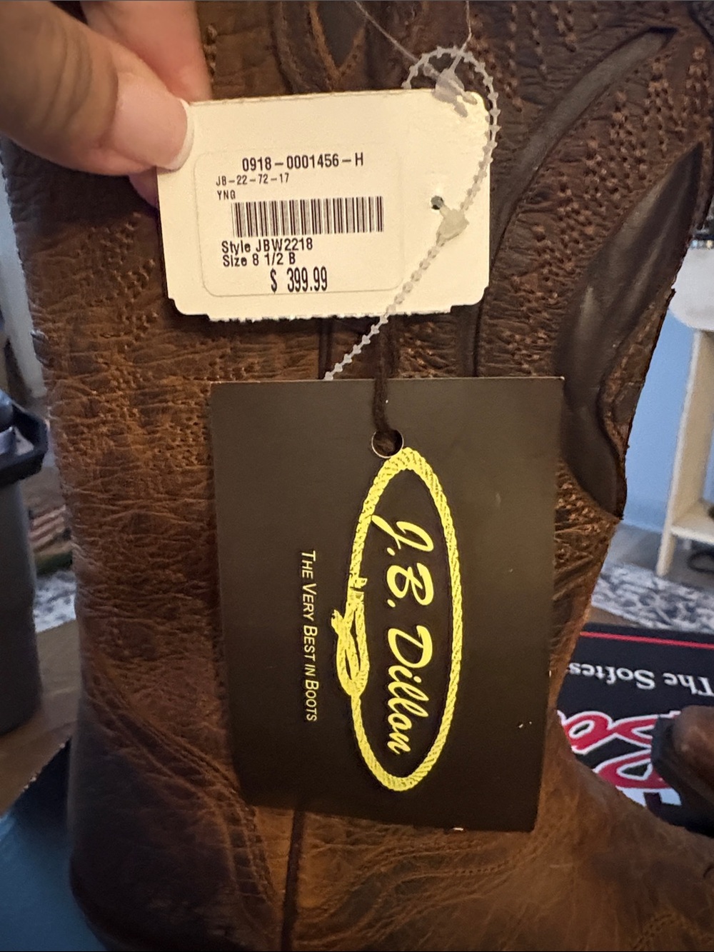 Double H Brown Western Embossed Leather Cowboy Boots - Picture 2 of 2